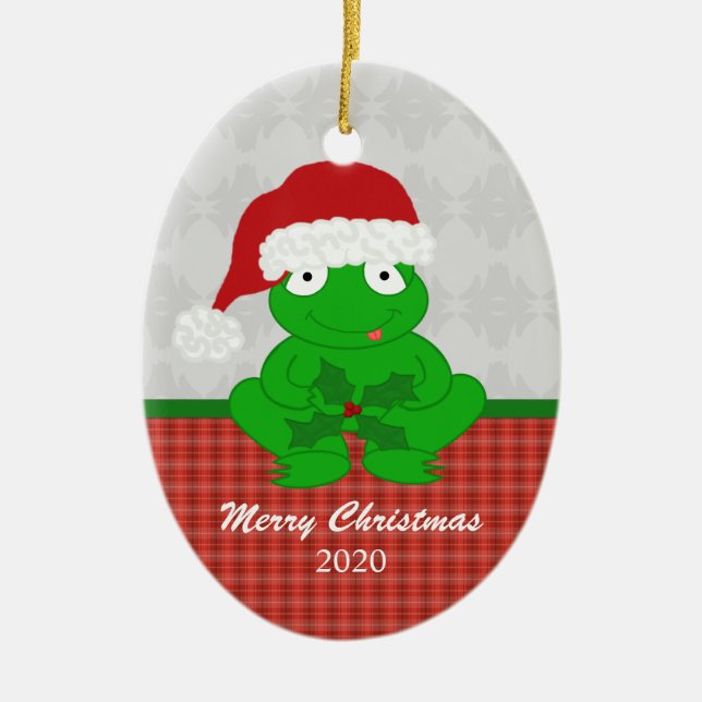 Ornement personnalisé de grenouille de Noël (Devant)