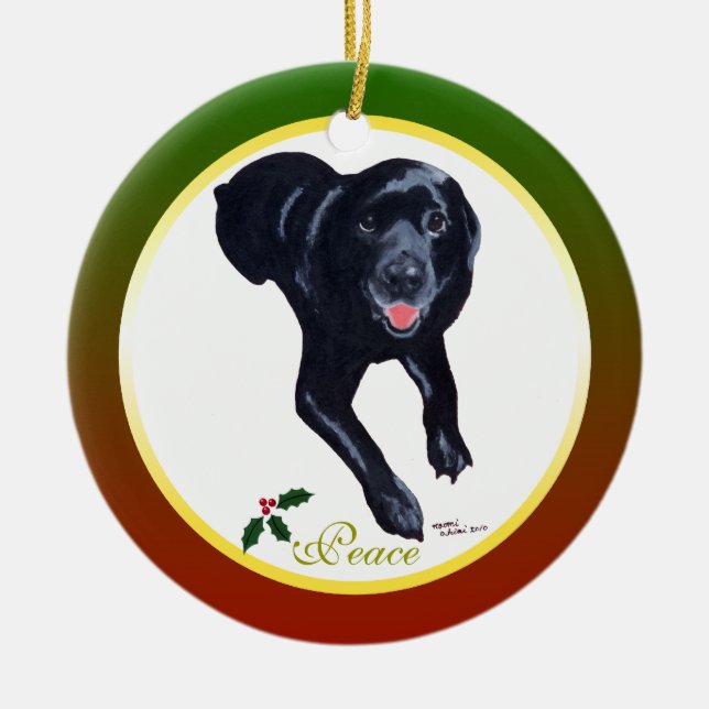 Ornement personnalisé de Labrador de noir de Noël (Devant)