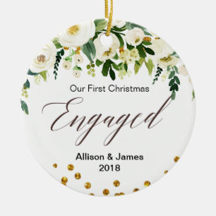 Ornement personnalisé de Noël de fiançailles