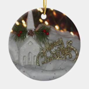 Ornement personnalisé de Noël de l'Église rustique