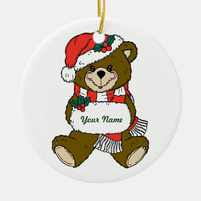 Ornement personnalisé de Noël d'ours de nounours (Devant)