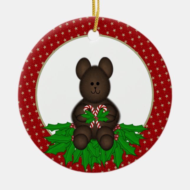 Ornement personnalisé d'ours de Noël (Devant)