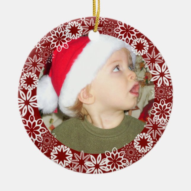Ornement personnalisé du flocon rouge (Devant)