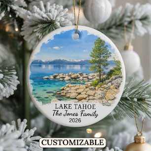 Ornement personnalisé du lac Tahoe, Nevada sur mes
