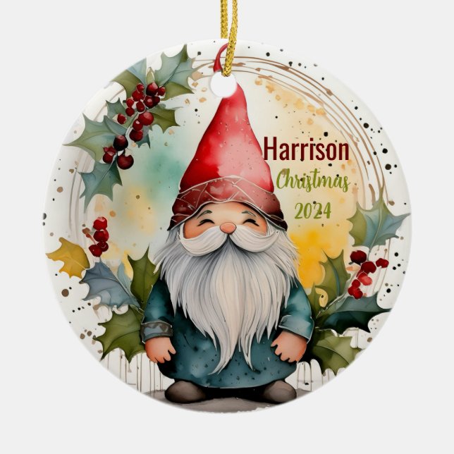 Ornement personnalisé Gnome de Noël (Devant)