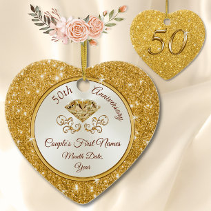 Ornement personnalisé magnifique Anniversaire doré