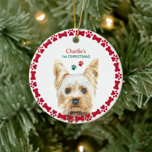 Ornement personnalisé Noël aquarelle Yorkie