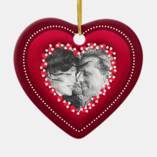 Ornement personnalisé par photo rouge de coeur