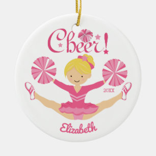 Ornement personnalisé par pom-pom girl blond rose