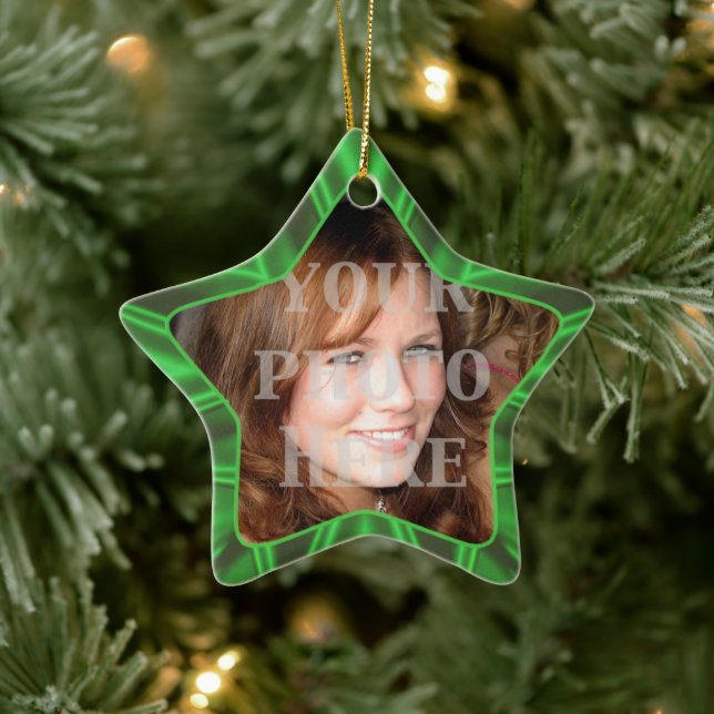 Ornement photo de vacances Green Satin Star (Arbre)