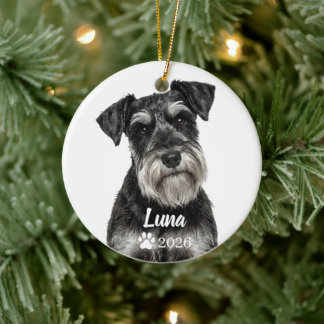 Ornement photo personnalisé de chien Schnauzer noi