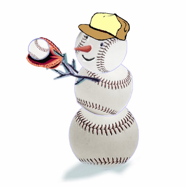 Ornement Photo Sculpture bonhomme de neige de base-ball (Devant)