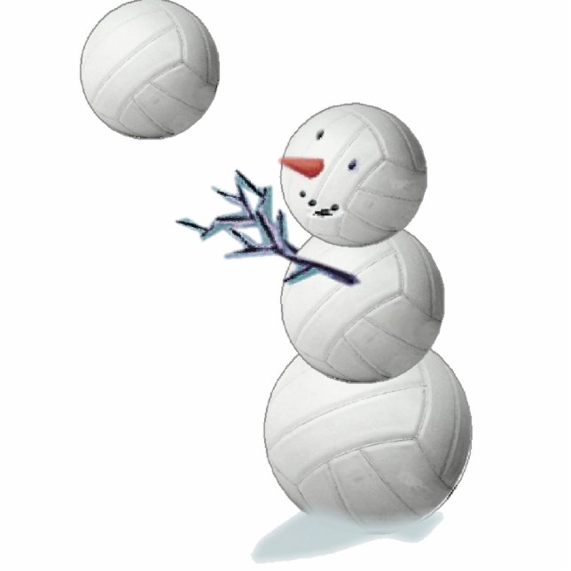 Ornement Photo Sculpture bonhomme de neige de volleyball (Devant)