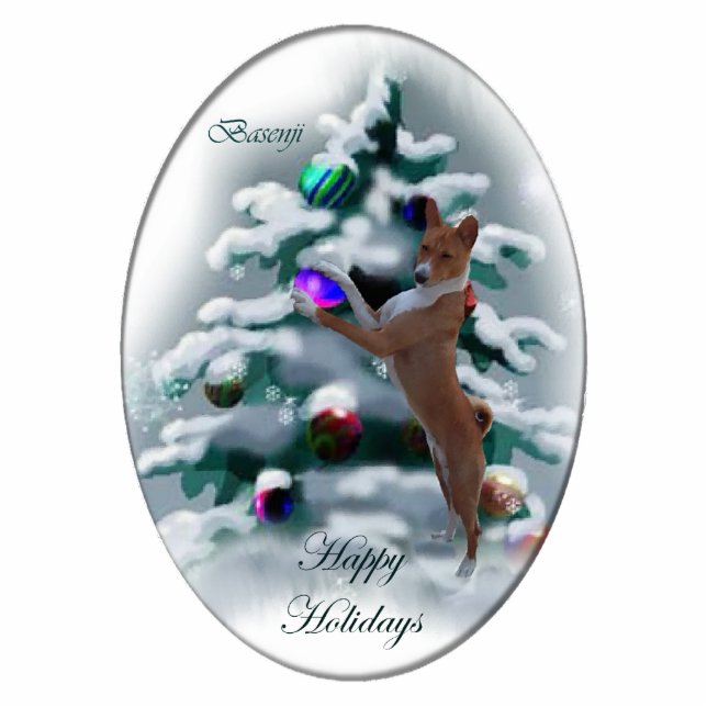 Ornement Photo Sculpture Cadeaux de Noël Basenji (Devant)