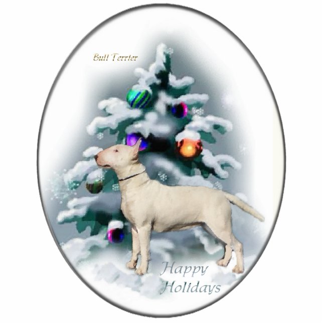 Ornement Photo Sculpture Cadeaux de Noël Bull Terrier (Devant)