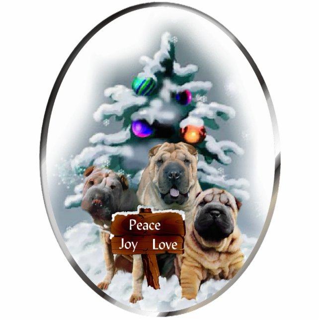 Ornement Photo Sculpture Cadeaux de Noël chinois Shar-Pei (Devant)