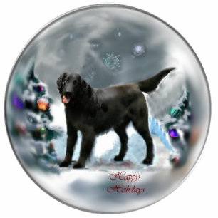 Ornement Photo Sculpture Cadeaux de Noël Retriever à revêtement plat