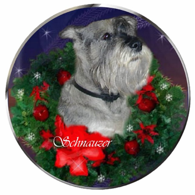 Ornement Photo Sculpture Cadeaux de Noël Schnauzer Standard (Devant)