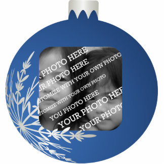 Ornement Photo Sculpture Cadre bleu de boule de Noël