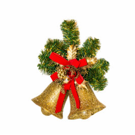 Ornement Photo Sculpture Cloches d'or et ornement de découpe de Noël Holly