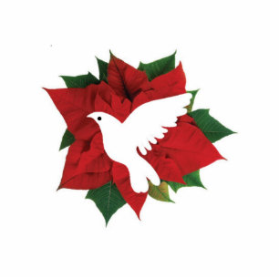 Ornement Photo Sculpture Colombe Blanche Et Poinsettie