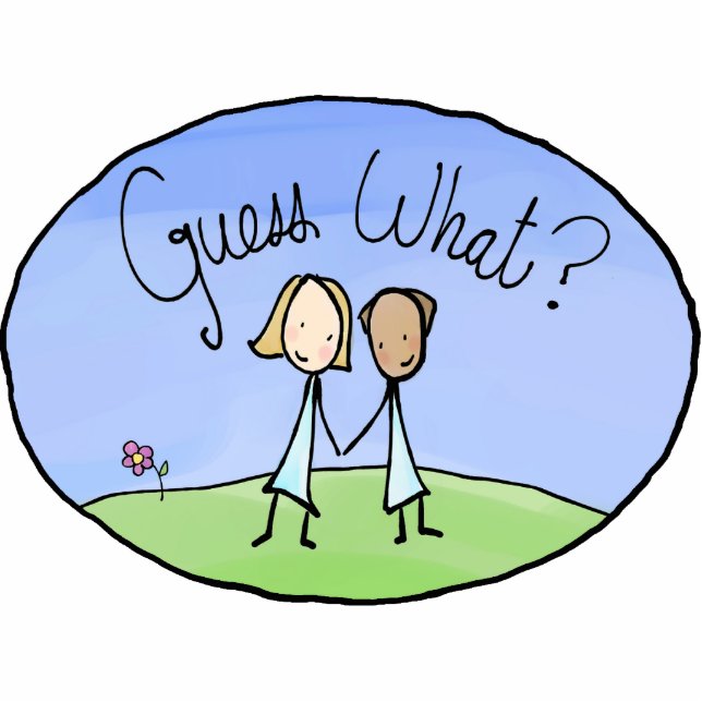 Ornement Photo Sculpture Couple Lesbienne mignonne Devinez quoi (Devant)