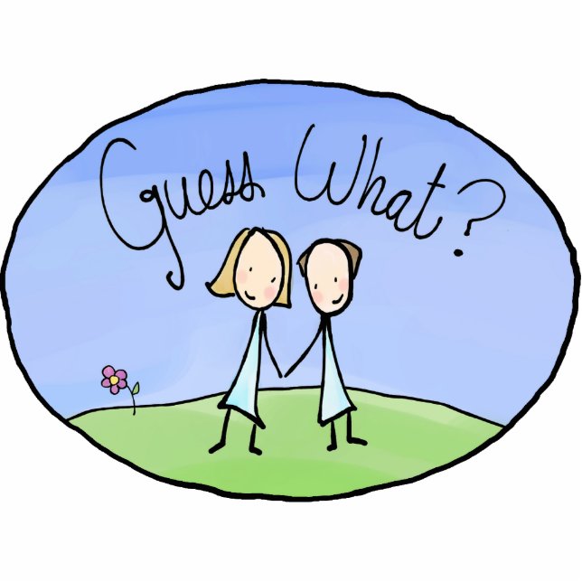 Ornement Photo Sculpture Couple Lesbienne mignonne Devinez quoi (Devant)