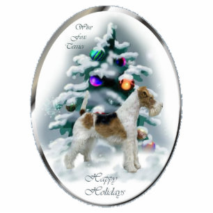 Ornement Photo Sculpture Fil Fox Terrier Cadeaux de Noël Ornement