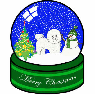 Ornement Photo Sculpture globe de neige de frise de bichon