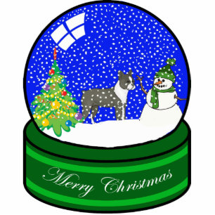 Ornement Photo Sculpture globe de neige de terrier de Boston