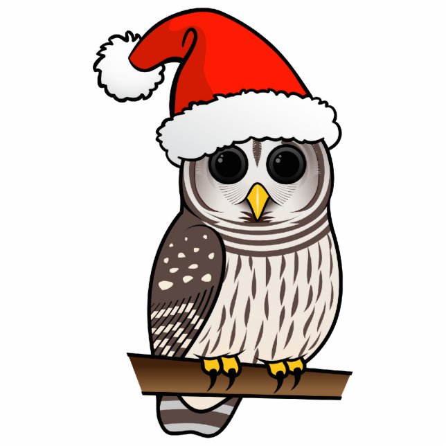 Ornement Photo Sculpture Hibou barré Père Noël (Devant)