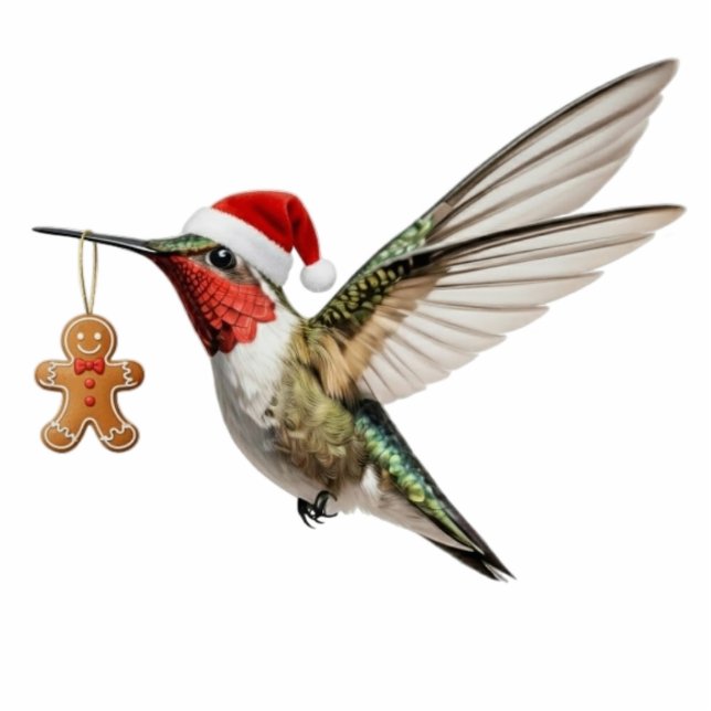 Ornement Photo Sculpture Hummingbird & Gingerbread Man Christmas Ornament (Devant)