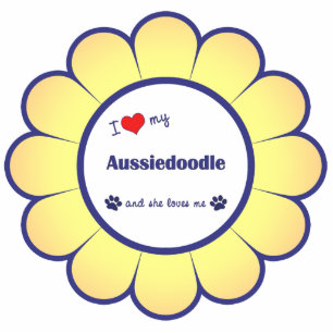 Ornement Photo Sculpture J'aime mon Aussiedoodle (le chien femelle)