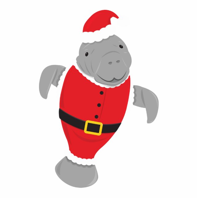 Ornement Photo Sculpture Manatee Père Noël Animal Christmas Ornement (Devant)