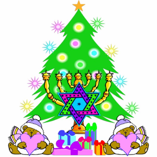 Ornement Photo Sculpture Noël et Chanukah ensemble (Devant)