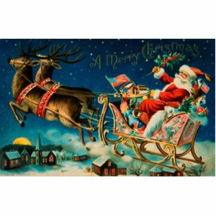 Ornement Photo Sculpture Noël vintage du Père Noël Sleigh