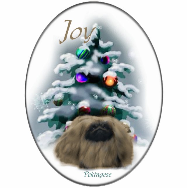Ornement Photo Sculpture Pekingese Cadeaux de Noël (Devant)