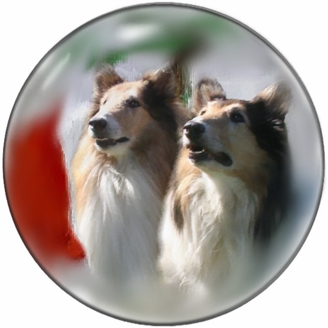 Ornement Photo Sculpture Rough Collie Cadeaux de Noël (Devant)