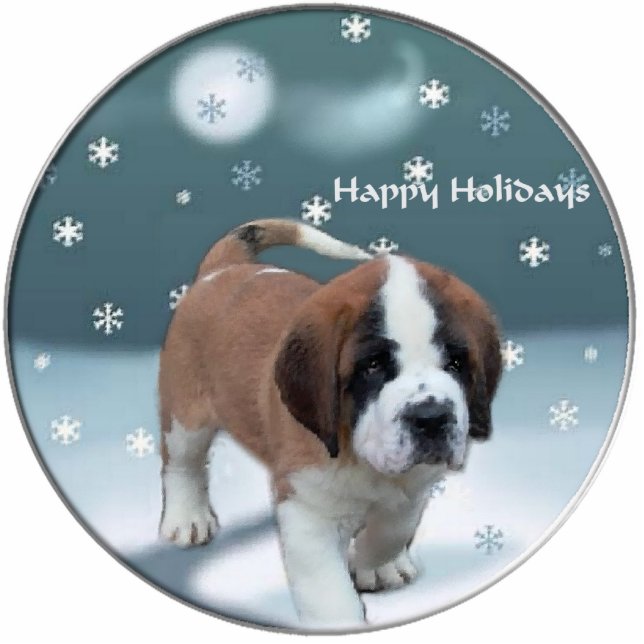 Ornement Photo Sculpture Saint Bernard Puppy Cadeaux de Noël (Devant)