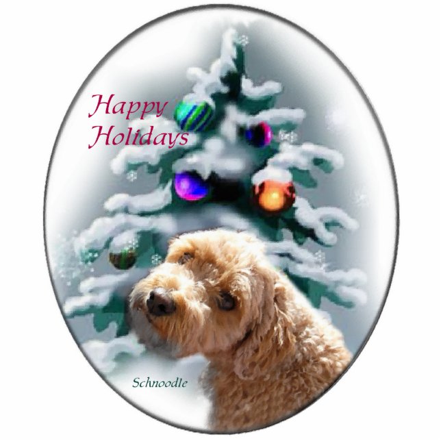 Ornement Photo Sculpture Schnoodle Cadeaux de Noël (Devant)
