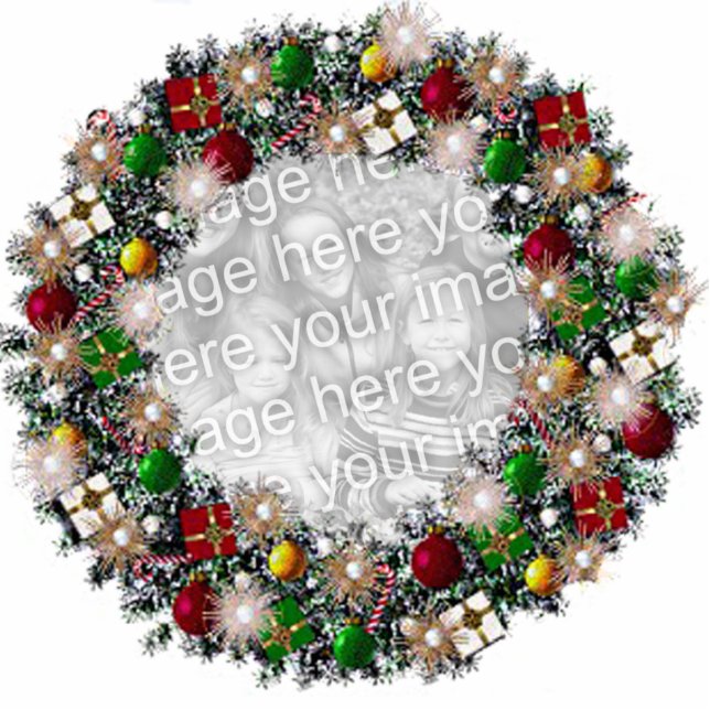 Ornement Photo Sculpture Serment De Noël Avec Votre Propre Photo! (Devant)