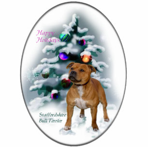 Ornement Photo Sculpture Staffordshire Bull Terrier Cadeaux de Noël