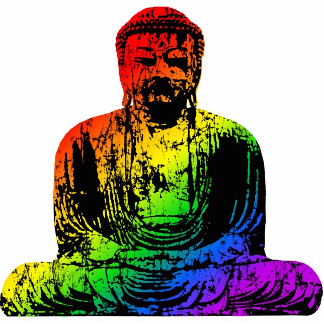 Ornement Photo Sculpture Statue de Bouddha d'arc-en-ciel (Devant)