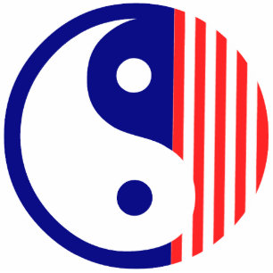 Ornement Photo Sculpture SYMBOLE ROUGE BLANC ET BLEUS YIN Yang