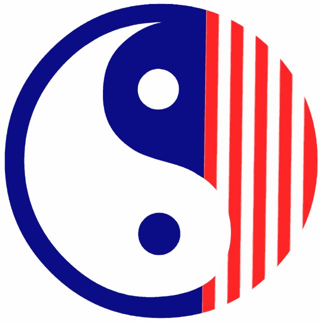 Ornement Photo Sculpture SYMBOLE ROUGE BLANC ET BLEUS YIN Yang (Devant)