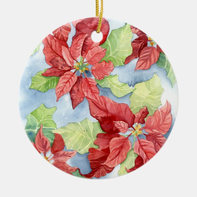 Ornement Poinsettia de Noël contemporain (Devant)