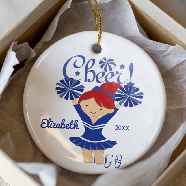 Ornement Pom-pom girl Cheer Rouge Bleu et Blanc (Créateur téléchargé)