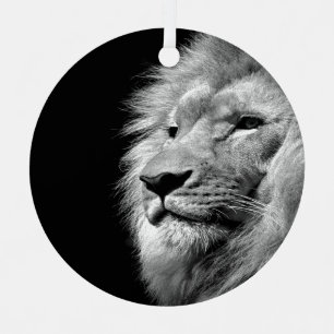 Ornement Portrait de Lion noir blanc - Photographie d'anima