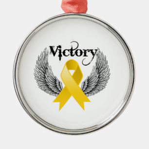 Ornement Rond Argenté Ailes de la Victoire - Cancer Infantile