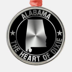 Ornement Rond Argenté Alabama Emblem